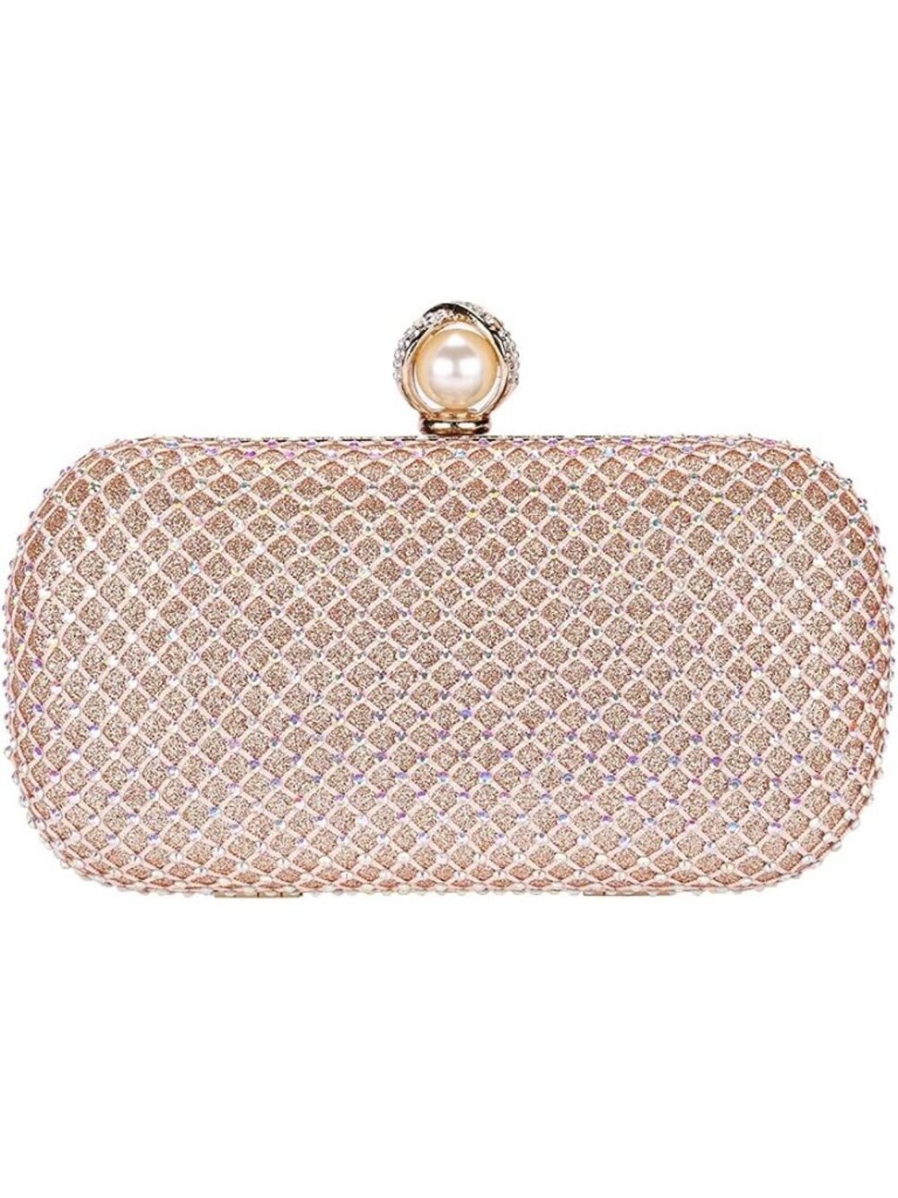 Women Rose Gold Sparkly Glitter Clutch  Fashionable Rhinestones Party Handbags